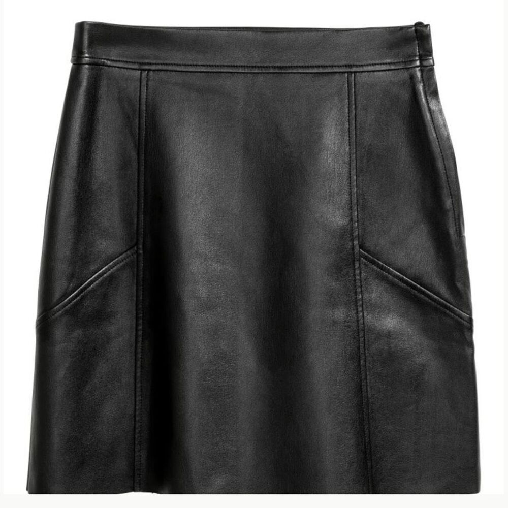 H&M | NW(Partial)T Black Faux Vegan Leather Raw Hem Pencil Skirt | Size 10